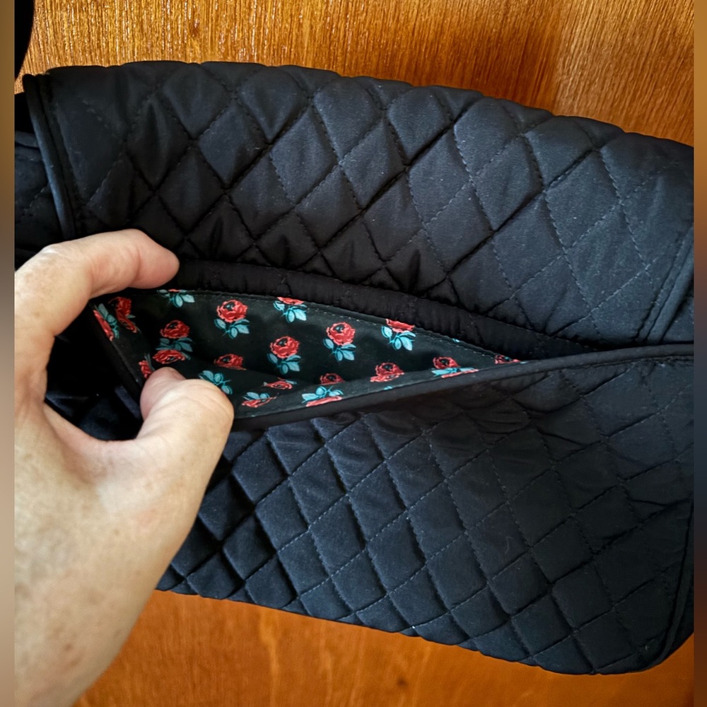 Vera Bradley Black Microfiber Quilted Crossbody Bag - Picture 5 of 5
